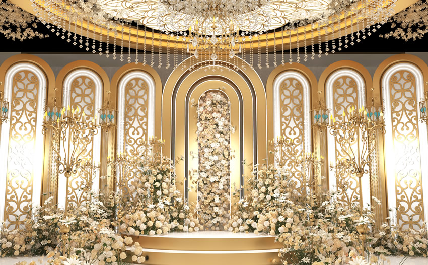 台州香槟色调婚礼堂效果展示